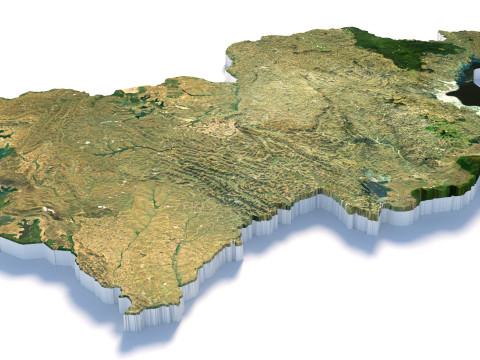 Rwanda terrain map 3D-Modell