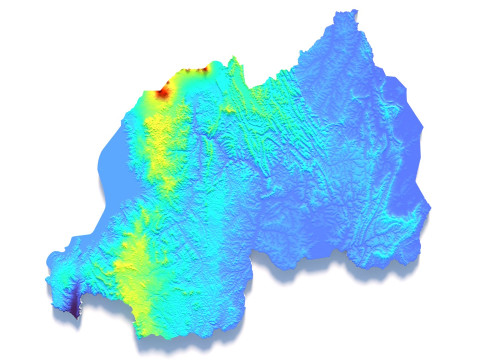 Rwanda terrain map 3D-Modell