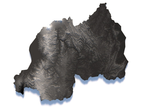Rwanda terrain map 3D-Modell