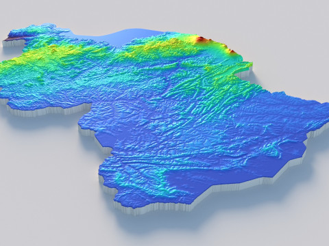 Rwanda terrain map 3D-Modell