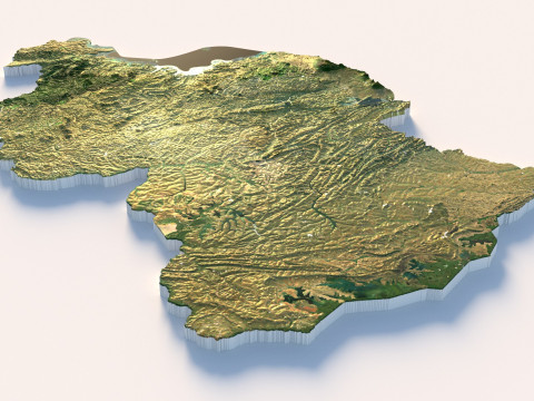 Rwanda terrain map 3D-Modell