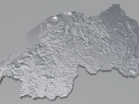 Rwanda terrain map 3D-Modell