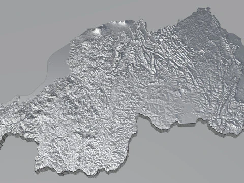 Rwanda terrain map 3D Model
