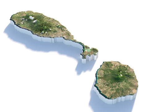 Saint Kitts and Nevis terrain map Modèle 3D