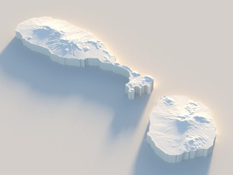 Saint Kitts and Nevis terrain map Modèle 3D