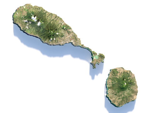 Saint Kitts and Nevis terrain map Modèle 3D