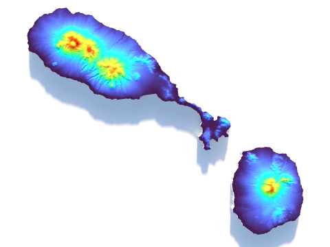 Saint Kitts and Nevis terrain map Modèle 3D