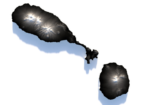 Saint Kitts and Nevis terrain map Modèle 3D