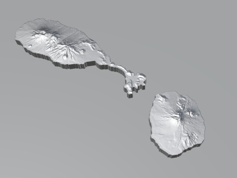 Saint Kitts and Nevis terrain map Modèle 3D