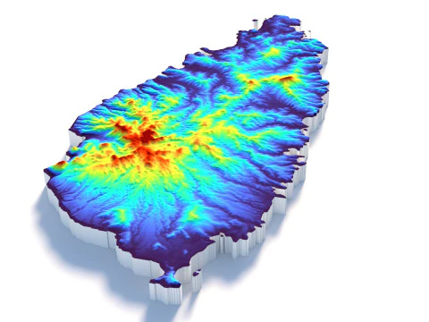Saint Lucia terrain map 3D Model