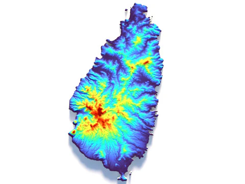 Saint Lucia terrain map 3D Model