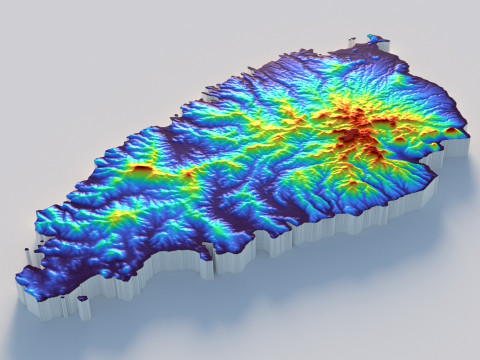 Saint Lucia terrain map Modèle 3D