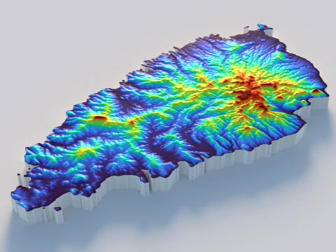 Saint Lucia terrain map 3D Model