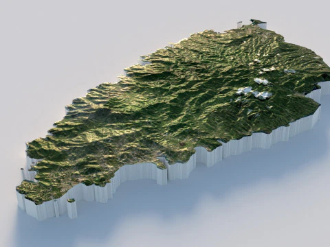 Saint Lucia terrain map 3D Model