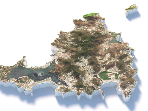 Saint Martin terrain map 3D Model
