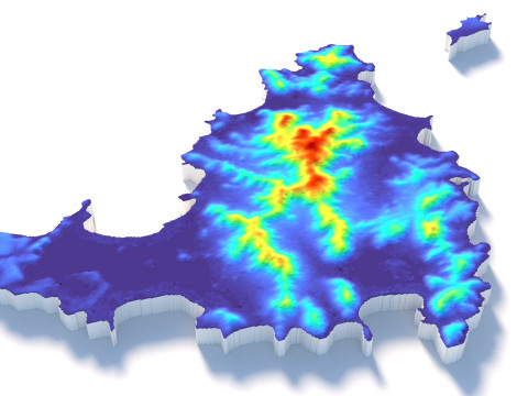 Saint Martin terrain map 3D Model