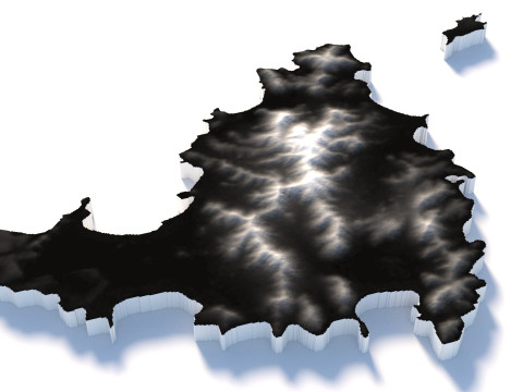Saint Martin terrain map 3D Model