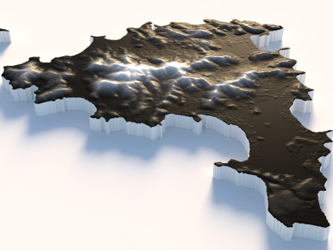 Saint Martin terrain map 3D Model
