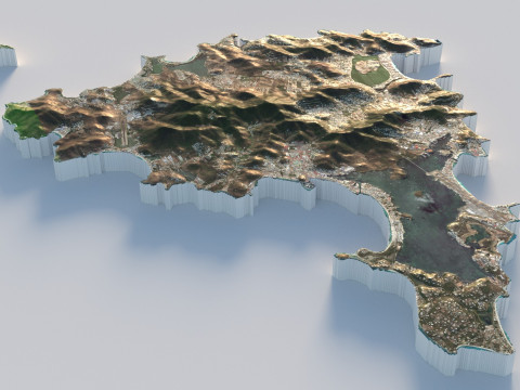 Saint Martin terrain map 3D Model