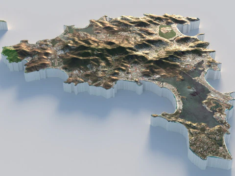 Saint Martin terrain map 3D Model
