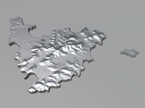 Saint Martin terrain map 3D Model