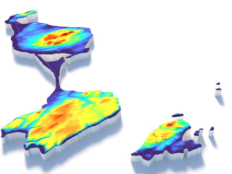 Saint Pierre and Miquelon terrain map 3Dモデル
