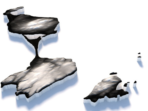 Saint Pierre and Miquelon terrain map 3Dモデル