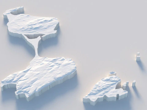 Saint Pierre and Miquelon terrain map 3D Model