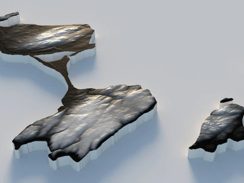 Saint Pierre and Miquelon terrain map 3D Model