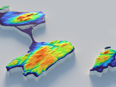 Saint Pierre and Miquelon terrain map 3D Model