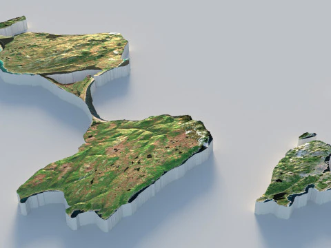 Saint Pierre and Miquelon terrain map 3D Model