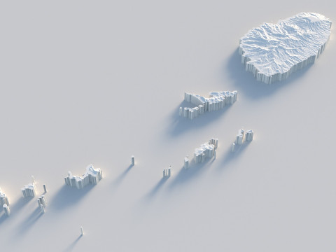 Saint Vincent and the Grenadines terrain map 3D मॉडल