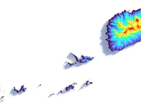 Saint Vincent and the Grenadines terrain map 3D मॉडल