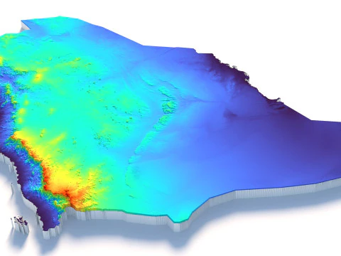 Saudi Arabia terrain map 3D Model