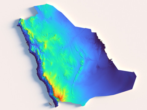 Saudi Arabia terrain map Modèle 3D