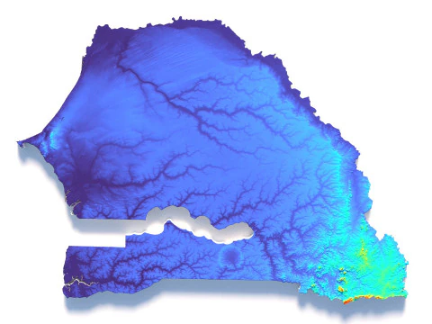 Senegal terrain map 3D Model