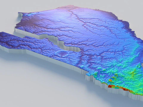 Senegal terrain map 3D Model