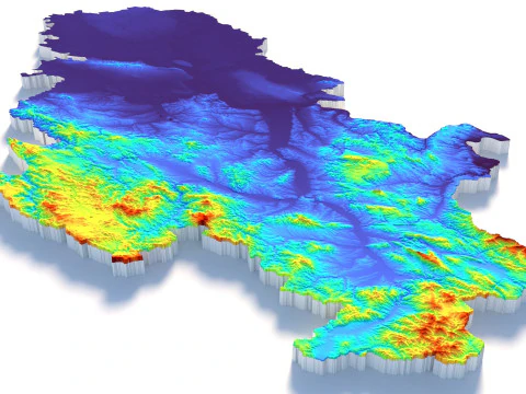 Serbia terrain map 3D Model