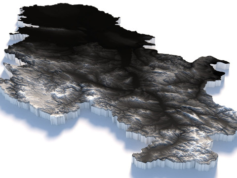 Serbia terrain map 3D Model