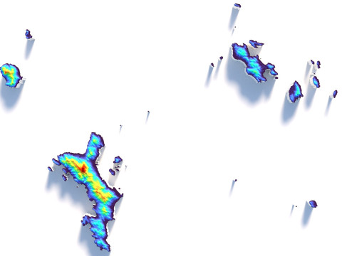 Seychelles terrain map Modelo 3D