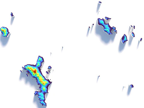 Seychelles terrain map 3D Model
