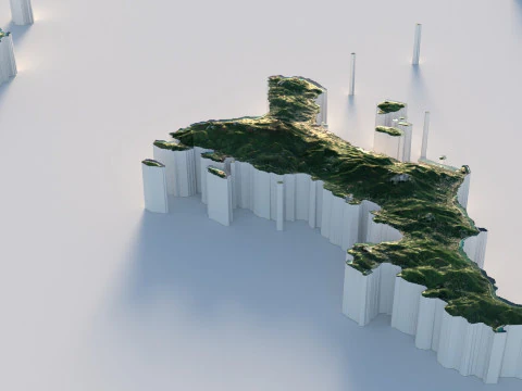 Seychelles terrain map 3D Model