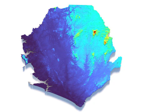 Sierra Leone terrain map 3D Model
