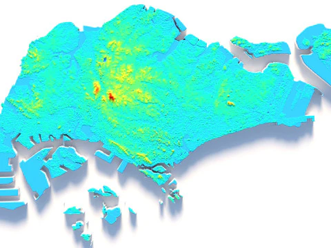 Singapore terrain map 3D Model