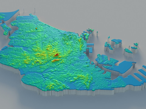 Singapore terrain map Modelo 3D