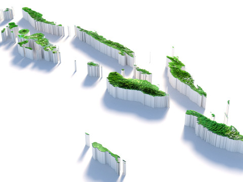 Solomon Islands terrain map 3D Модель