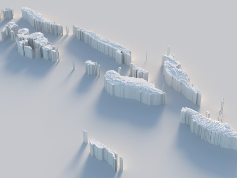 Solomon Islands terrain map 3D Модель