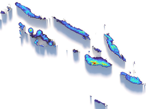 Solomon Islands terrain map 3D Модель