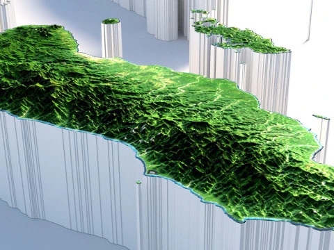 Solomon Islands terrain map 3D Model