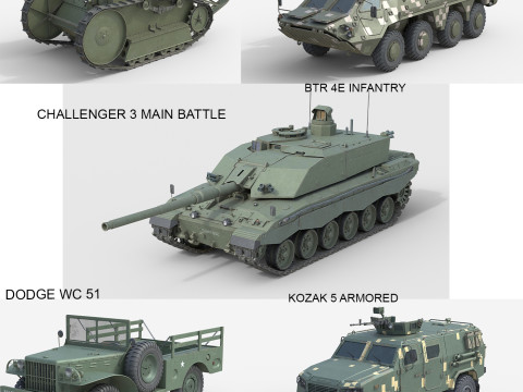 5 Military Vehicles Collection V29 3D Модель